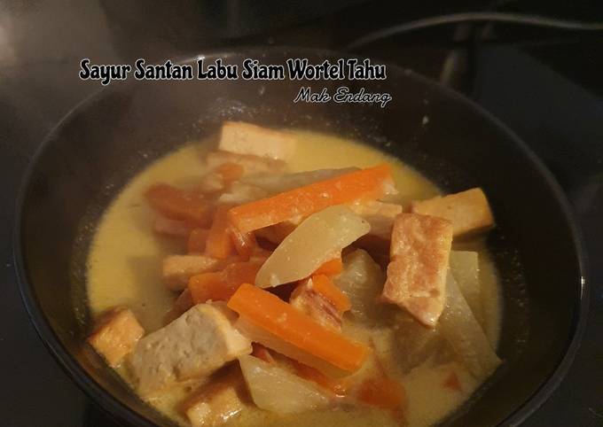 Cara  buat Sayur Santan Labu Siam Wortel Tahu yang istimewa