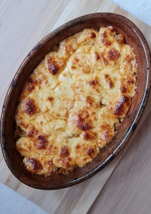 Una foto de Akusay con queso gratinado 🥬🧀