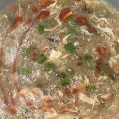 A picture of Chicken vegetables hot & sour soup 🍜.