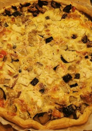 A picture of Zucchini, Red Pepper, and Feta Tart.