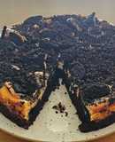 Brownie con tarta de queso y oreo