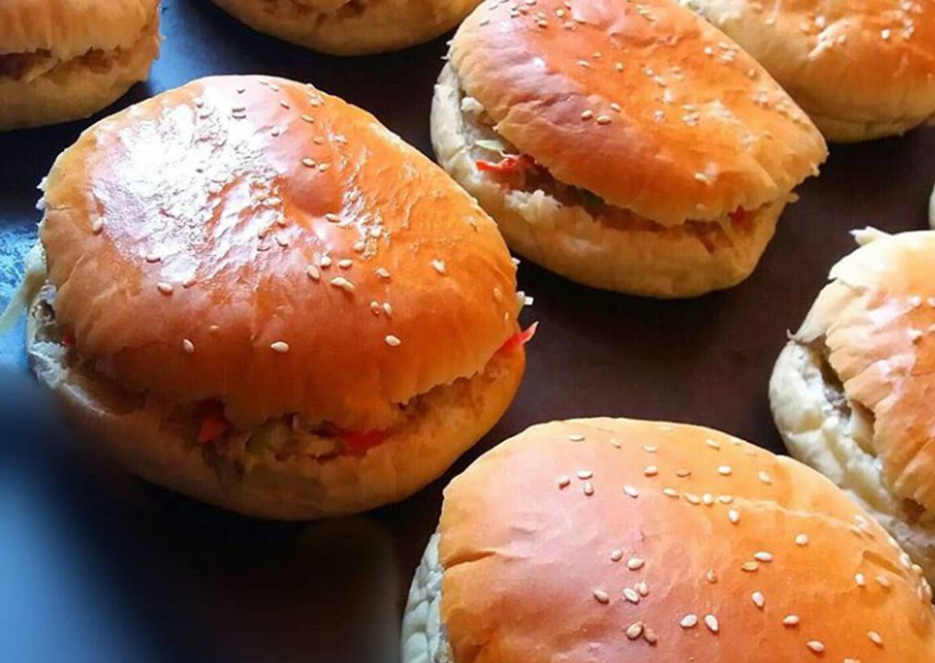 Burger with shredded beef and cabbage