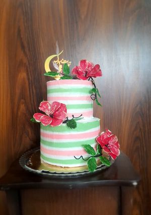 عکسی از دستور کیک دو طبقه خاص🌸⚘️