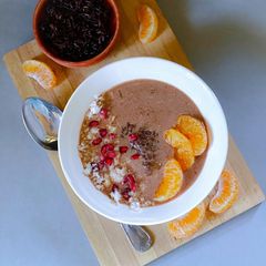 A picture of Black Rice Orange Pudding.