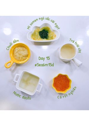 Hình của món Mì somen ngũ sắc mix cải ngọt.