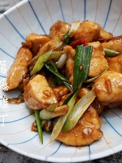 A picture of Savory and Spicy Stir-Fried Chicken with Scallions.