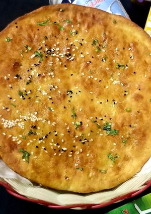 A picture of Homemade naan.