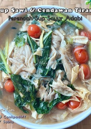 Gambar Sup Sawi, Cendawan Tiram & Suhun Perencah Sup Sayur Adabi