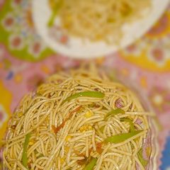 Vegeies and corn Hakka Noodles A picture of Vegeies and corn Hakka Noodles.