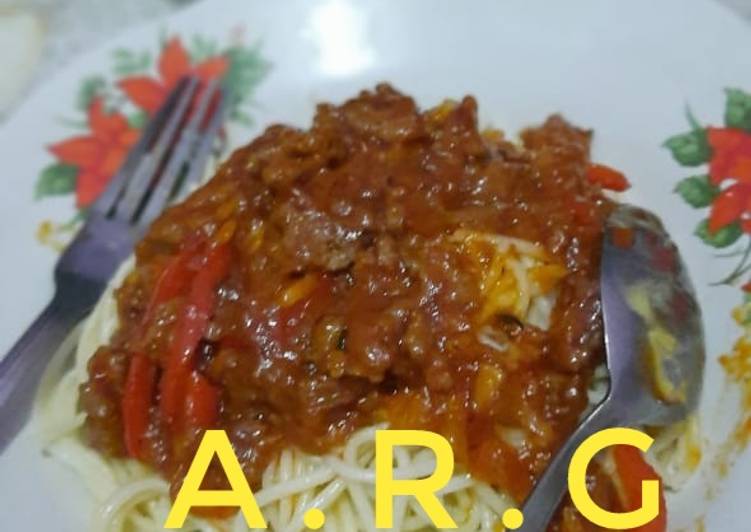 Resep Spaghetii gurih asem pedas manis mantab&amp;enak.😂, Bikin Ngiler