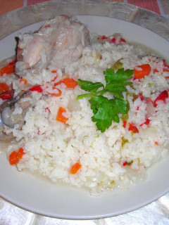 Una foto de Arroz blanco con carne de pavo de mi madre