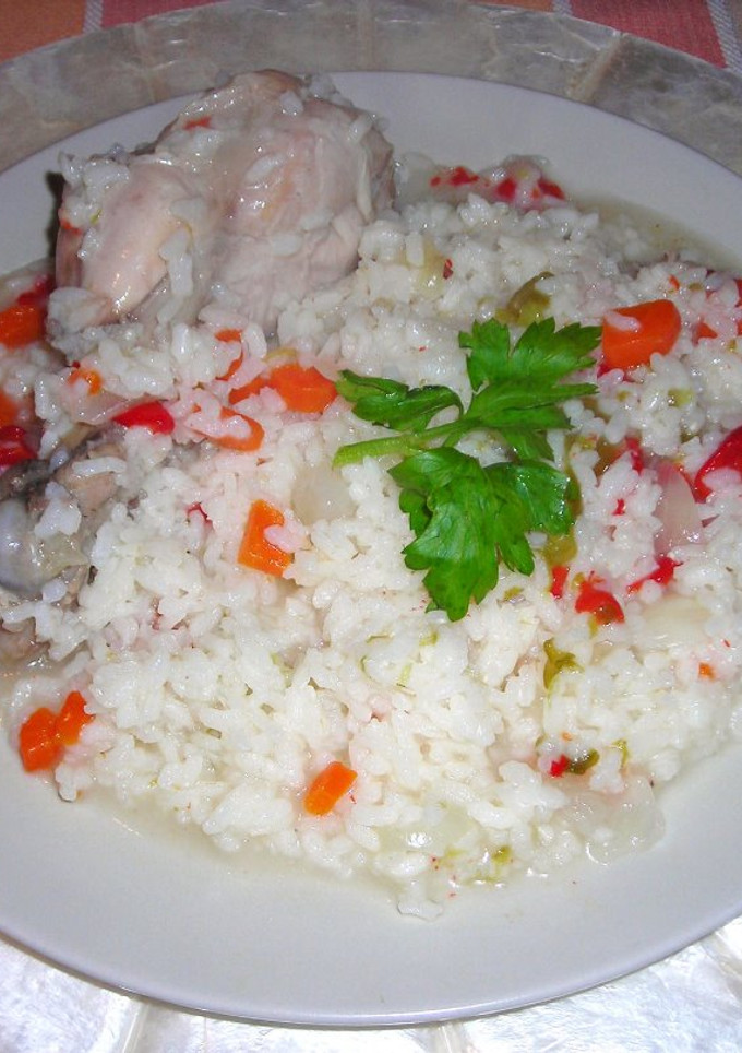 Una foto de Arroz blanco con carne de pavo de mi madre