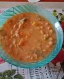 Olla de garbanzos, calabaza y judías verdes