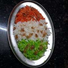 A picture of Tri colour coconut rice.