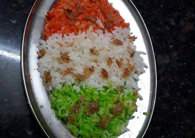 Tri colour coconut rice