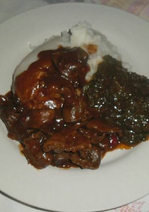 A picture of Chicken Peppers Gizzards.