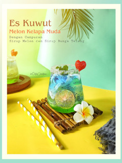 Foto resep Es Kuwut Melon dengan Sirup Bunga Telang
