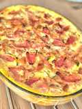 Clafoutis salé au thon, courgettes et jambon blanc