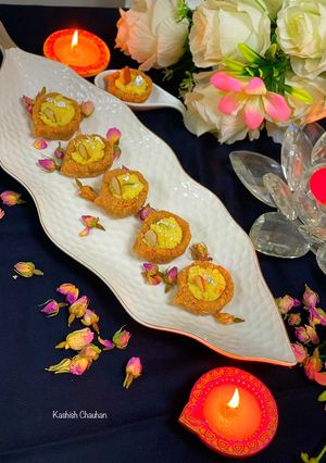 A picture of Diwali Sweets Diya Bati.