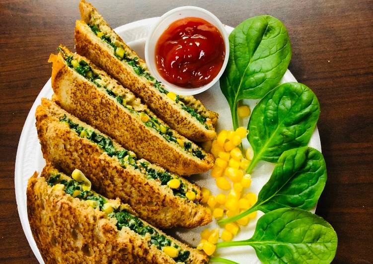 Simple Way to Prepare Super Quick Homemade Spinach Corn Sandwich