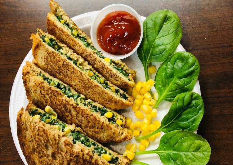 Simple Way to Prepare Super Quick Homemade Spinach Corn Sandwich