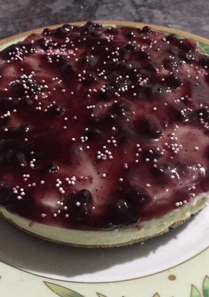 A picture of Blueberry cheesecake.