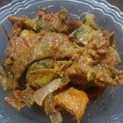 A picture of Karele gosht.