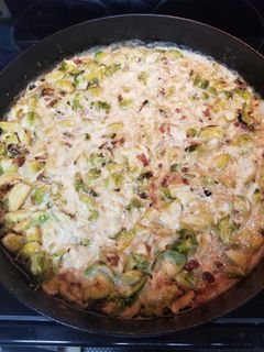 A picture of Creamy Brussel Sprouts with Bacon.