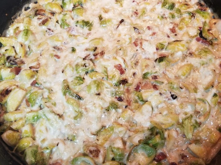 Easy Steps to Make Creamy Brussel Sprouts with Bacon the Awesome  Makes you drool