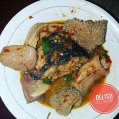 A picture of Assorted pepper soup. (shaki&catfish).
