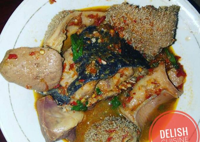 Assorted pepper soup. (shaki&catfish)