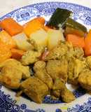 Tajín de pollo con verduras cocidas