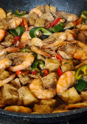 Foto resep Oseng Udang Tahu Tempe