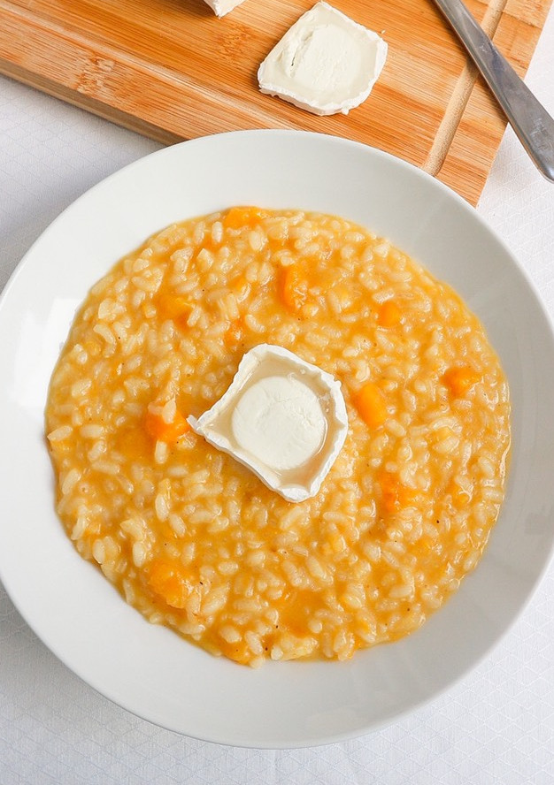 Una foto de Risotto de calabaza y queso de cabra 🎃