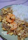 Tumis Telur Enoki Saus Blackpaper
