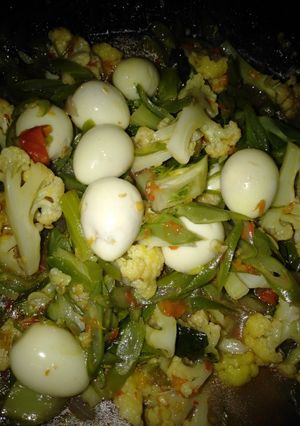 Foto resep Tumis bunga kol +telur puyuh