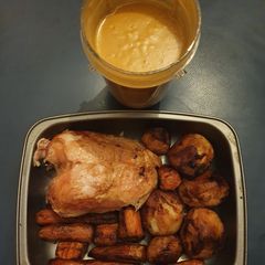 A picture of Roast Chicken Dinner with Gravy.