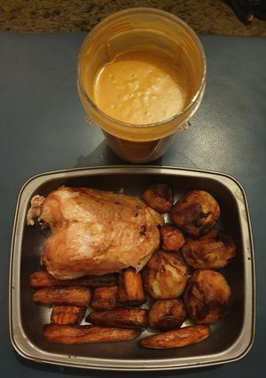 A picture of Roast Chicken Dinner with Gravy.