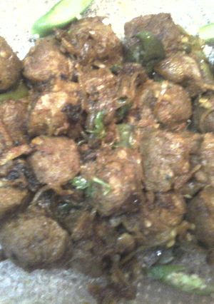 A picture of Soy balls in thick coconut gravy.