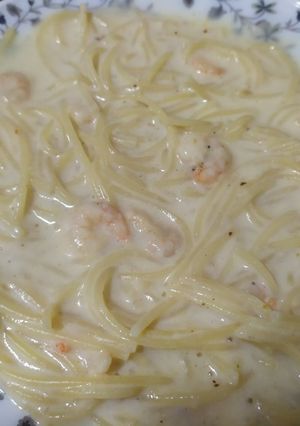 صورة لوصفة معكرونة وايت صوص بالجمبري