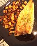 Lubina a la Plancha con Zanahorias y Papitas a la Mantequilla al Wok con Mayonesa de Lima