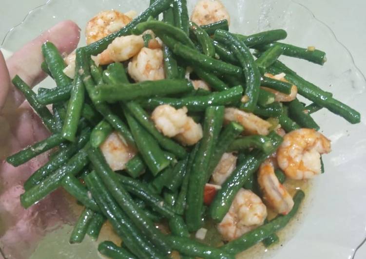 Tumis udang kacang panjang simple makyos