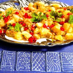 A picture of Navratri Vrat Sweet Potato Chat or Shakarkandi Chat.