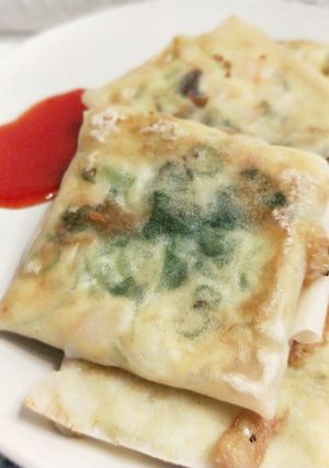 Foto resep Martabak telur udang bayam