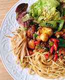 Mì Tàu Xào Gà Rút Xương Sốt Teriyaki