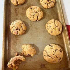 A picture of Gluten Free chocolate chip peanut butter oatmeal cookies.