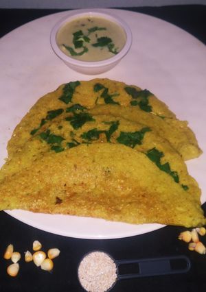 A picture of Corn Broken Wheat Dosa.