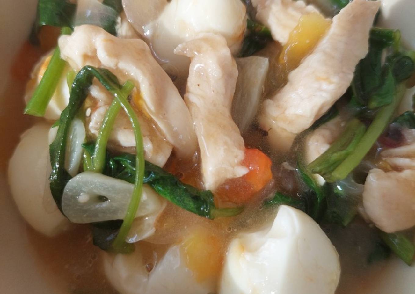 Tumis kangkung ayam