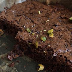 A picture of Lavender pistachio brownies.