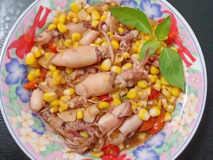 Cara Sederhana Membikin Resep  Tumis cumi asin jagung manis yang Menggugah Selera, Sempurna